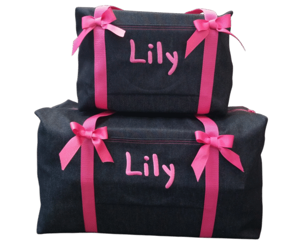personalized girls denim duffles